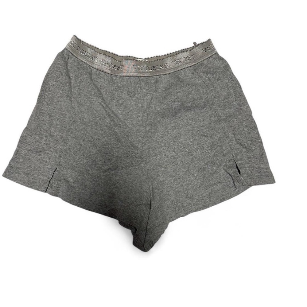 Victoria's Secret Gray Cotton Lounge Shorts with Branded Waistband